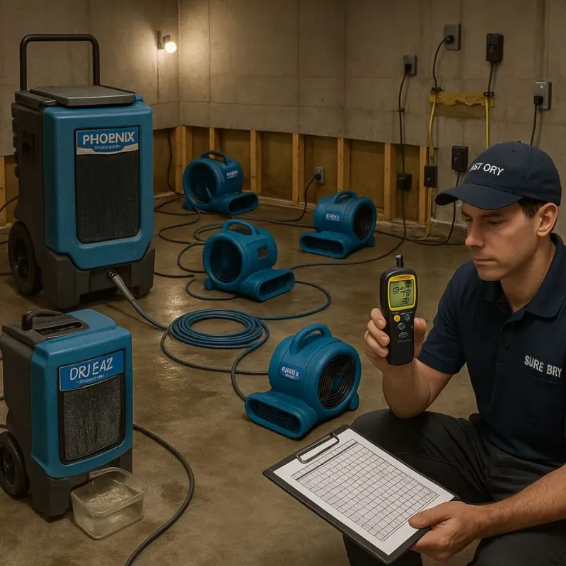 Structural Drying and Dehumidification process in De Soto County, MS